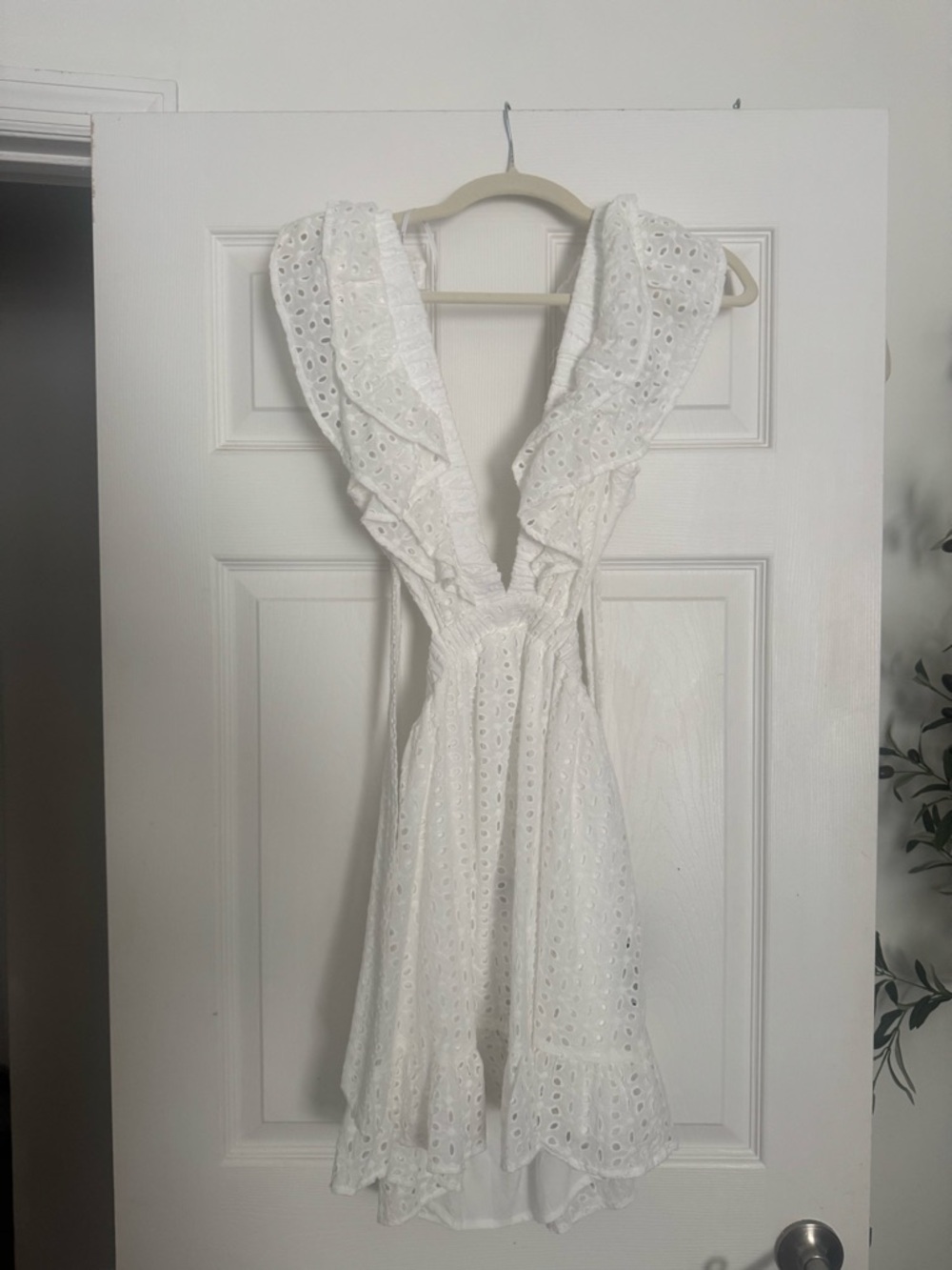 Lulu's White Eyelet Ruffle Mini Dress